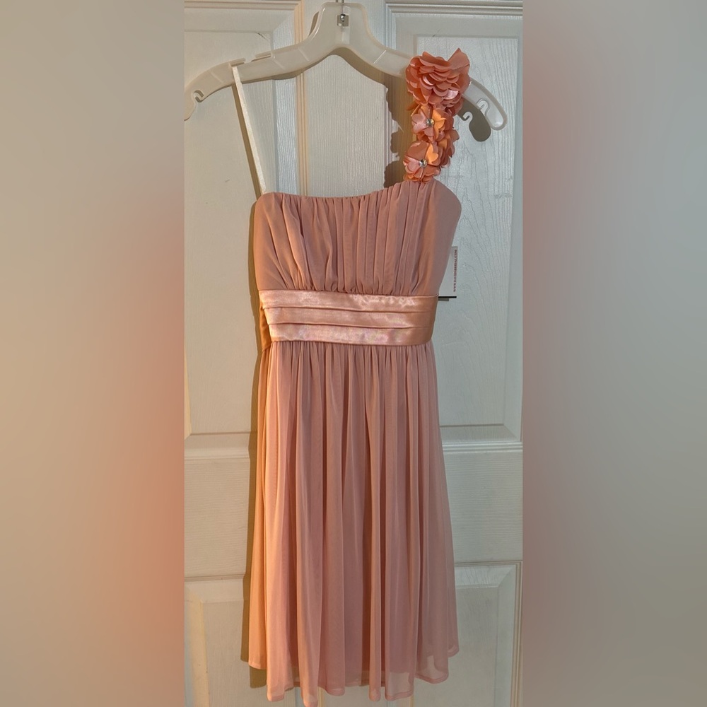 Elegant Pink One-Shoulder Kids Dress